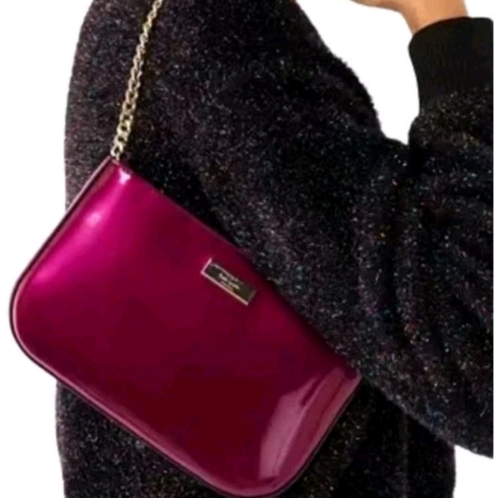 Kate Spade New York Kenzie Lilly Patent Pochette- Dark Raspberry